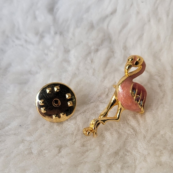 Nina Ricci Charming Flamingo Brooch in Pink and Gold - Picture 3 of 9